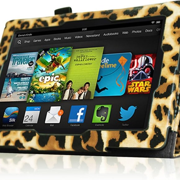 NWOT Kindle Fire HD 7 Leopard Folio Case w/ Auto Sleep/Wake Feature - Picture 4 of 11